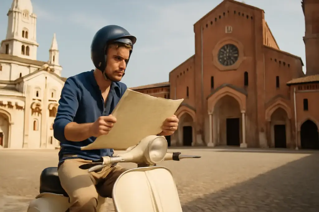 Da Modena a Nonantola in Vespa: un itinerario storico con spiegazioni sulle tappe medievali più affascinanti